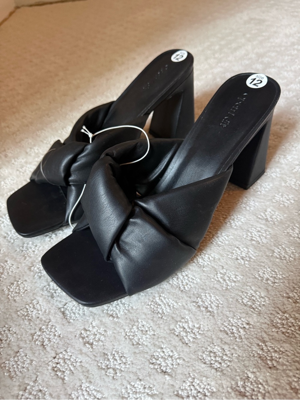 Open Edit Black Knot-Front Block Heel Sandals - Women 12 new